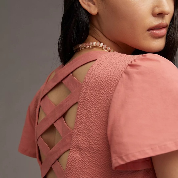 Anthropologie Lace-Up Flutter Top - Picture 3 of 7